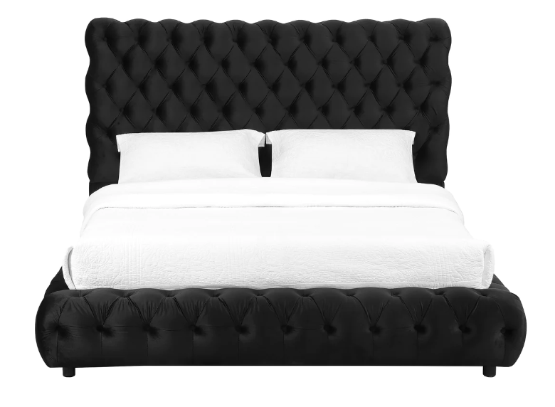 Flory Black King Upholstered Platform Bed (FLOOR SAMPLE SALE)