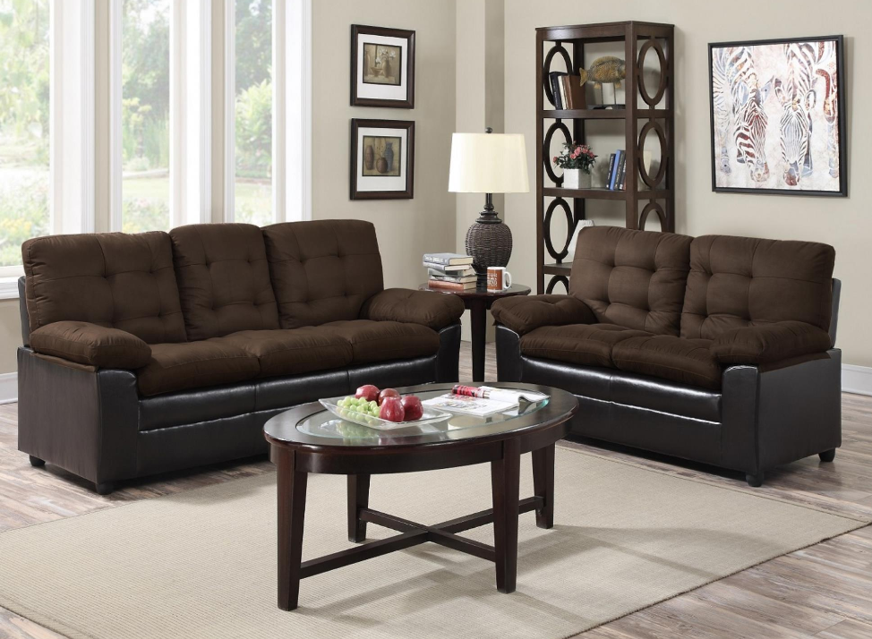 CHOCOLATE MICROFIBER SOFA/LOVE SEAT