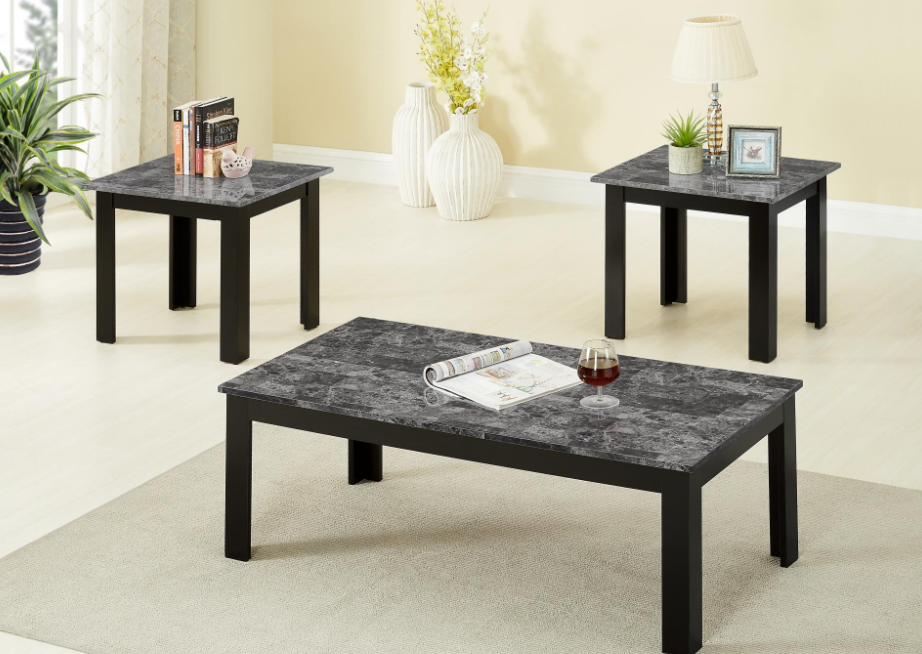 Modern Wooden Faux Marble Coffee Table Set