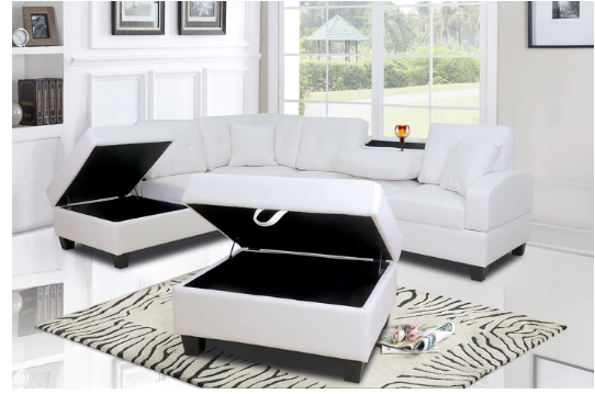 U5300 WHITE SECTIONAL WITH OTTOMAN