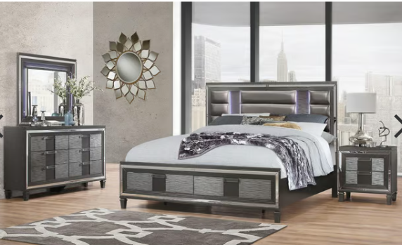 Attitude Is Back, Grey Metallic | Bedroom Set size Queen SUPER SALE
