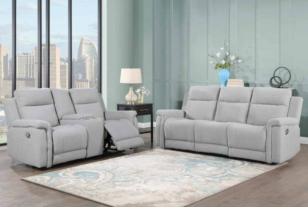 U1797 GREY RECLINING SOFA / CONSOLE RECLINING LOVESEAT (FLOOR SAMPLE SALE)