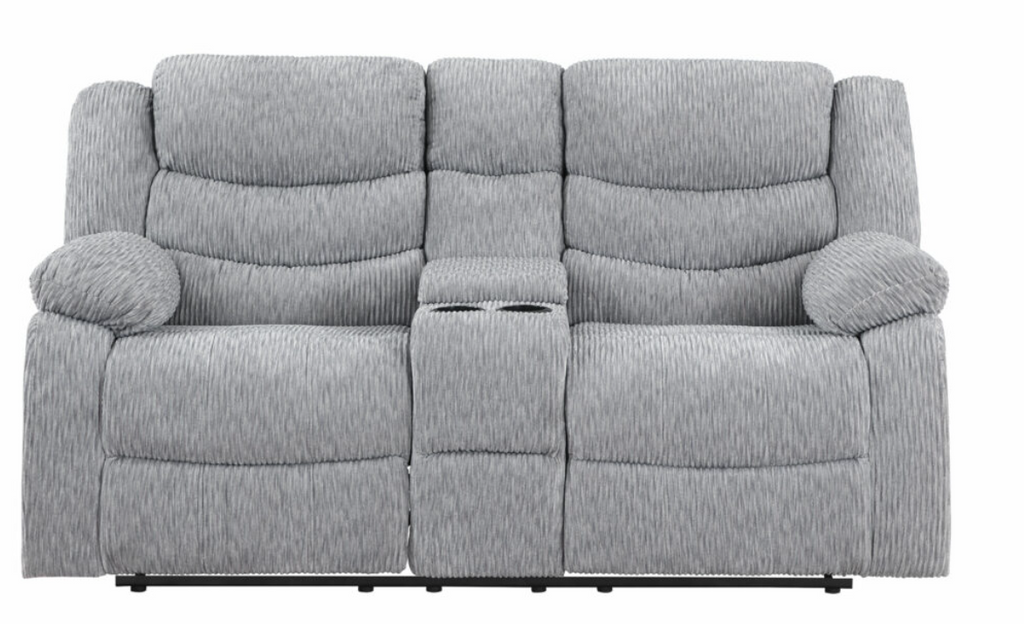 GREY POWER RECLINING SOFA/POWER CONSOLE RECLINING LOVESEAT