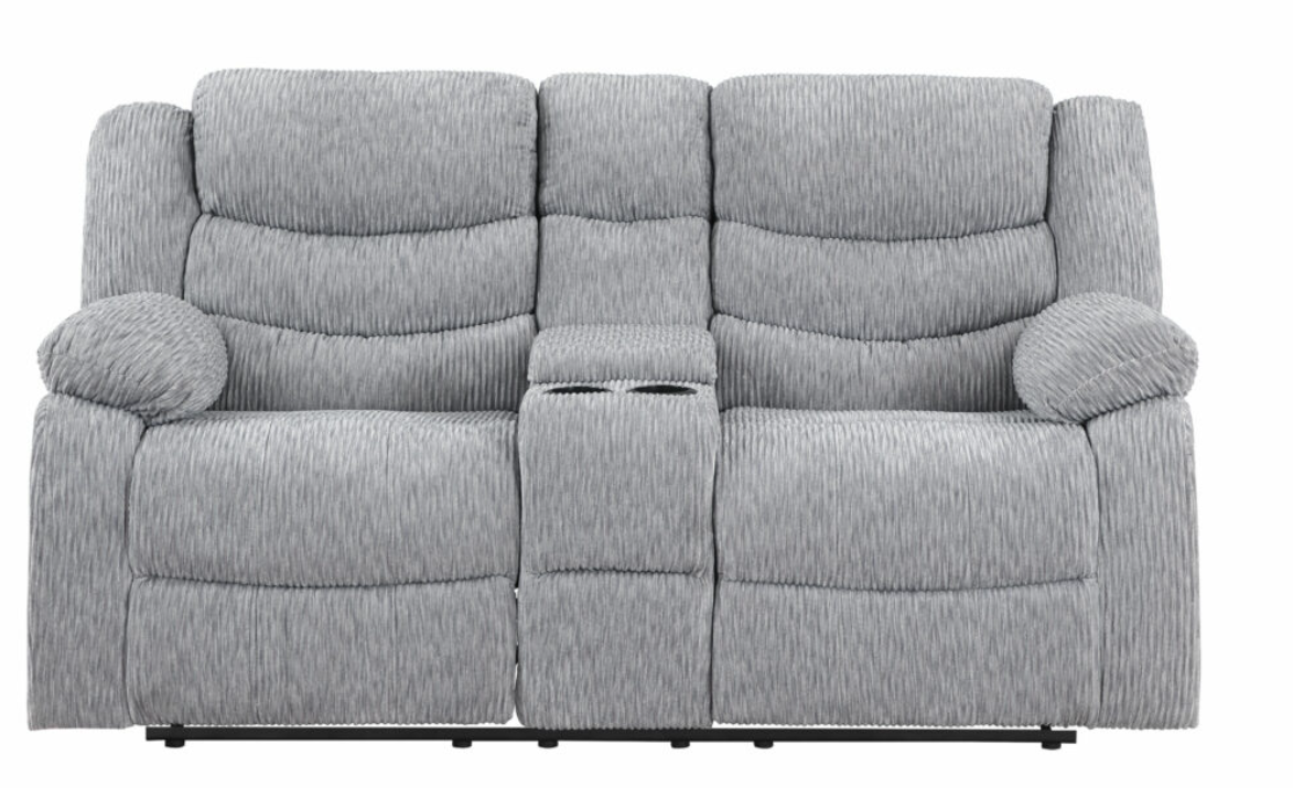 GREY POWER RECLINING SOFA/POWER CONSOLE RECLINING LOVESEAT