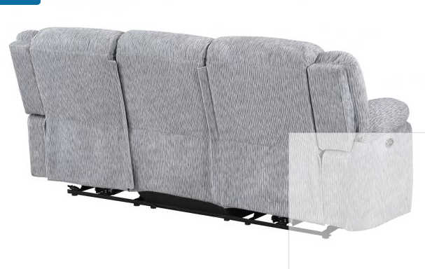 GREY POWER RECLINING SOFA/POWER CONSOLE RECLINING LOVESEAT