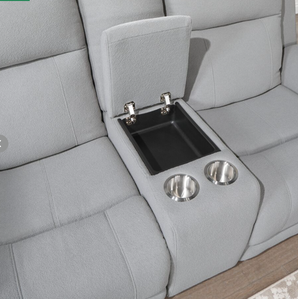 U1797 GREY RECLINING SOFA / CONSOLE RECLINING LOVESEAT (FLOOR SAMPLE SALE)