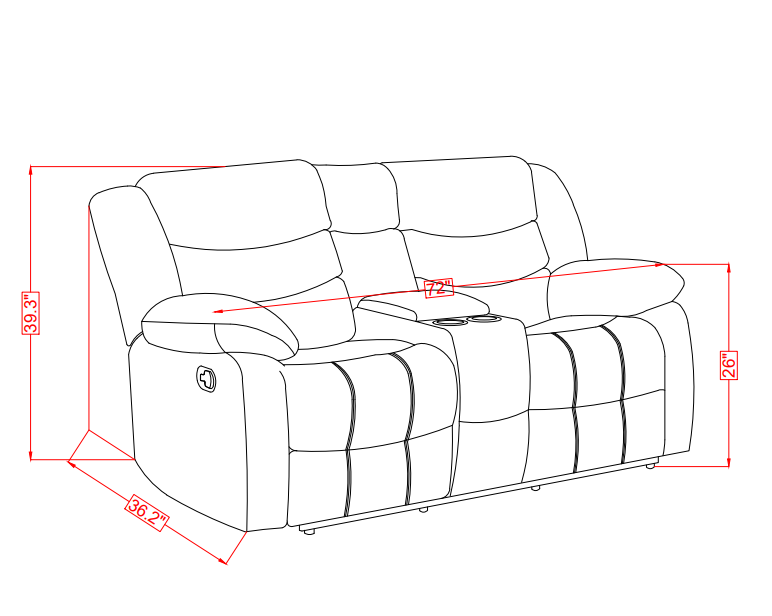 GREY POWER RECLINING SOFA/POWER CONSOLE RECLINING LOVESEAT