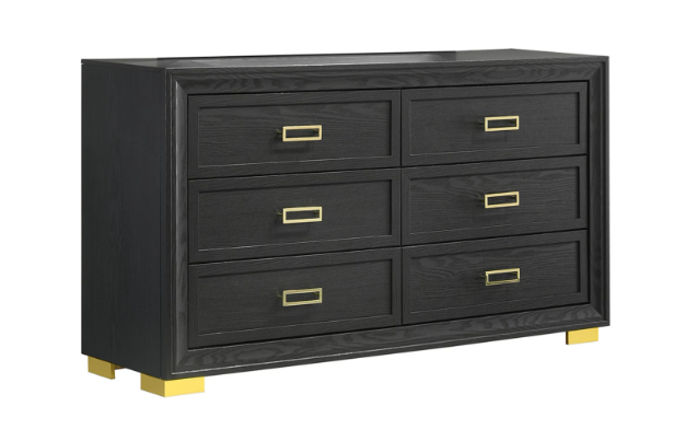 BLACK AND GOLD QUEEN BEDROOM SET (FLOOR SAMPLE SALE)