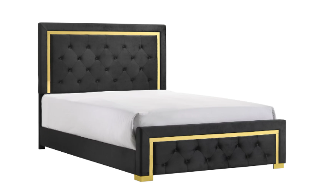 BLACK AND GOLD QUEEN BEDROOM SET (FLOOR SAMPLE SALE)