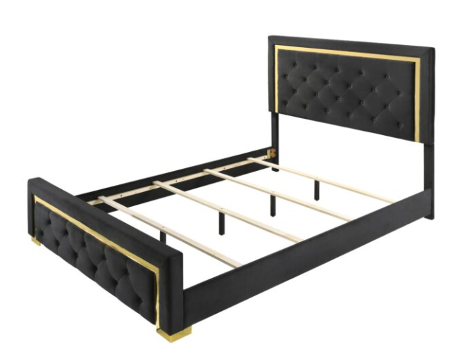 BLACK AND GOLD QUEEN BEDROOM SET (FLOOR SAMPLE SALE)