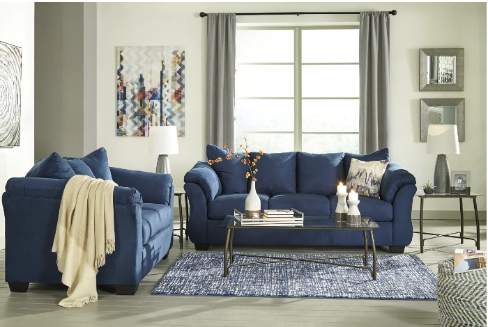 BLUE SOFA & LOVESEAT (SUPER SALE) FLOOR SAMPLE
