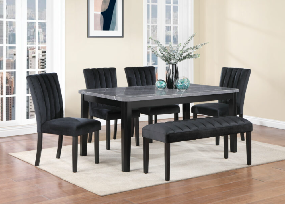 D8685 BLACK DINETTE SET WITH BENCH