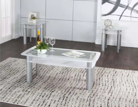 Occasional Table Style Modern | Double Glass Top White