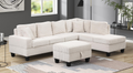 COZY- BEIGE SECTIONAL WITH OTTOMAN