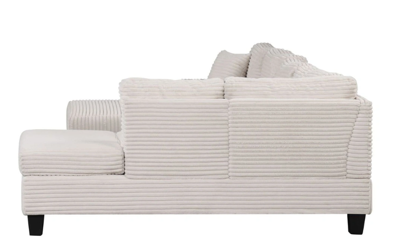 COZY- BEIGE SECTIONAL WITH OTTOMAN