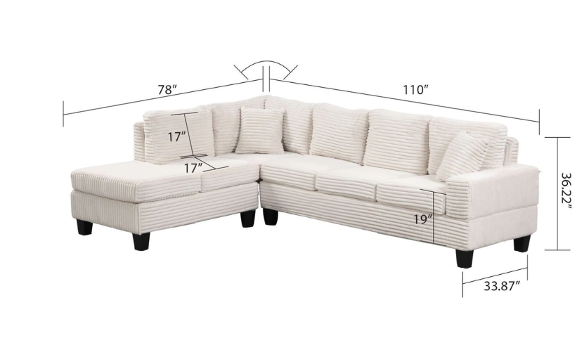 COZY- BEIGE SECTIONAL WITH OTTOMAN