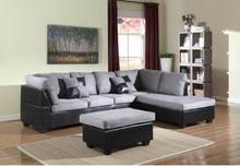Load image into Gallery viewer, GRAY/BLACK SECTIONAL WITH OTTOMAN
