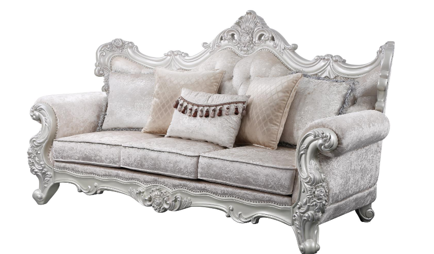 Champagne Silver Brush Finish Sofa &amp; Loveseat Set