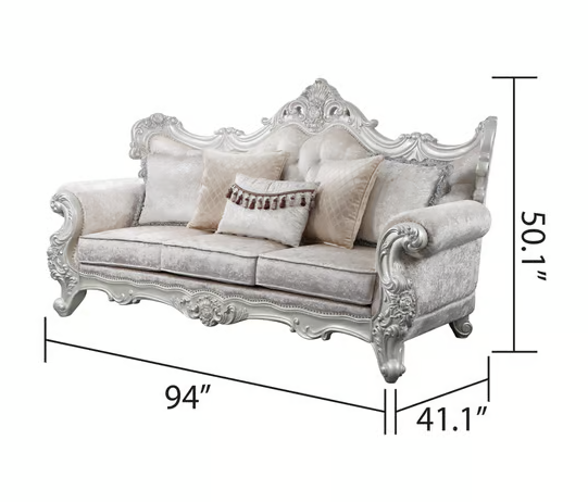 Champagne Silver Brush Finish Sofa &amp; Loveseat Set