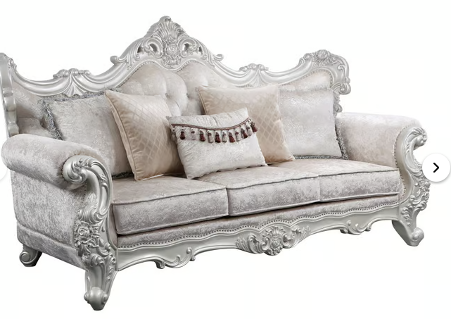 Champagne Silver Brush Finish Sofa &amp; Loveseat Set