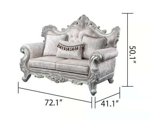 Champagne Silver Brush Finish Sofa &amp; Loveseat Set