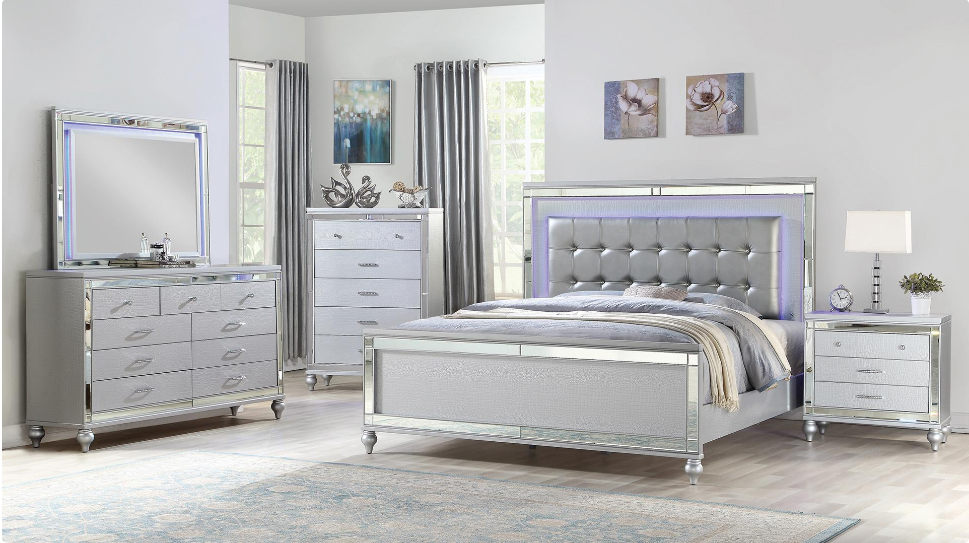 SILVER 5PC BEDROOM SET STERLING