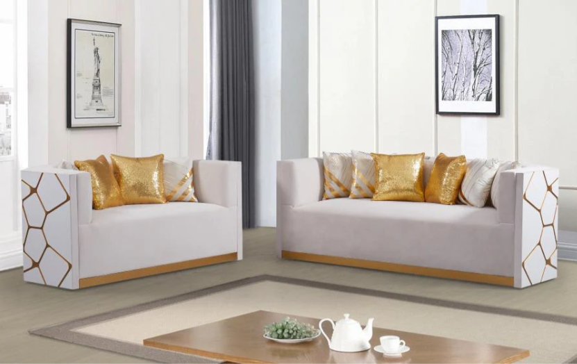 WHITE AND GOLD LIVING ROOM ( SUPER SALE LAST ONE !!!) FLOOR SAMPLE