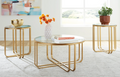 GLASS TOP GOLDEN LEGS MITON STYLE 3 PC COFFEE TABLE SET
