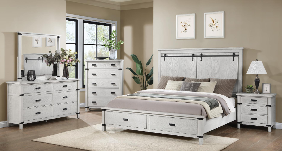 THE WHITE 5 PC BEDROOM SET LORETTA