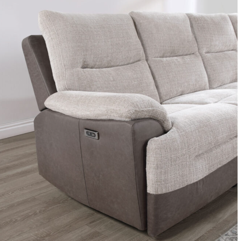 BEIGE/BROWN SECTIONAL POWER RECLINER