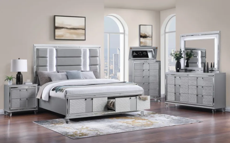 THE SILVER FERRAS 5 PC BEDROOM SET