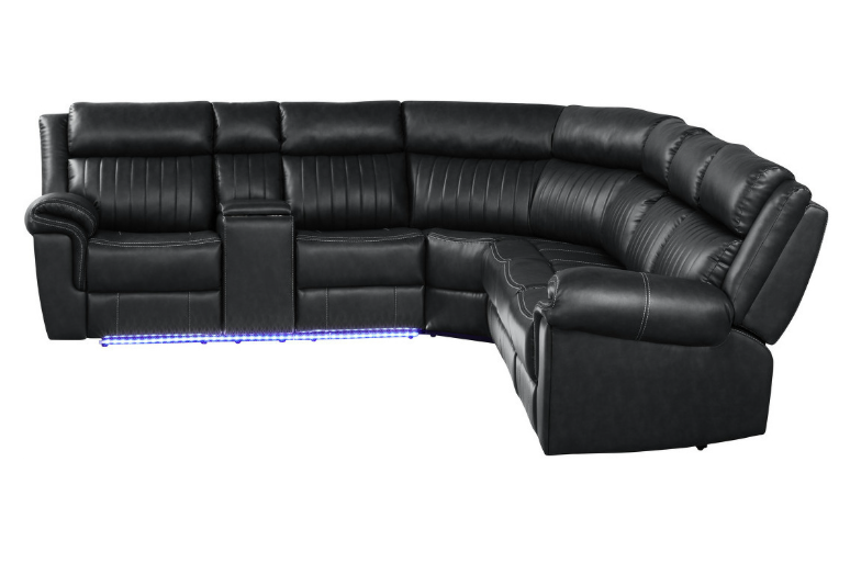 Avia Recliner Sectional Sofa In Black(Floor Sample Sale )