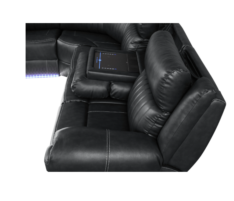 Avia Recliner Sectional Sofa In Black(Floor Sample Sale )
