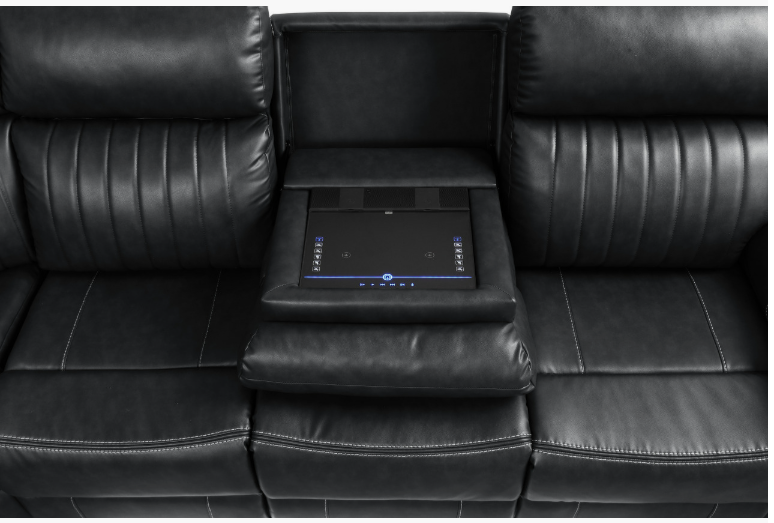Avia Recliner Sectional Sofa In Black(Floor Sample Sale )