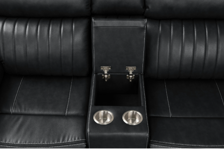 Avia Recliner Sectional Sofa In Black(Floor Sample Sale )