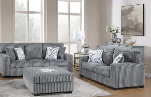 CORDUROY SOFA AND LOVESEAT GRAY