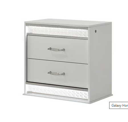 Glam Queen 5-Piece Bedroom Set with LED Lights – White