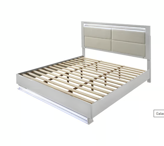Glam Queen 5-Piece Bedroom Set with LED Lights – White