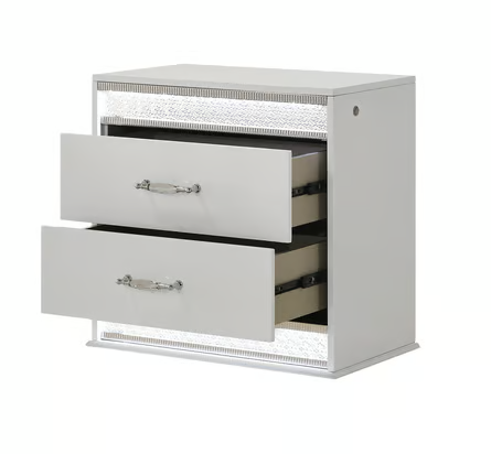 Glam Queen 5-Piece Bedroom Set with LED Lights – White