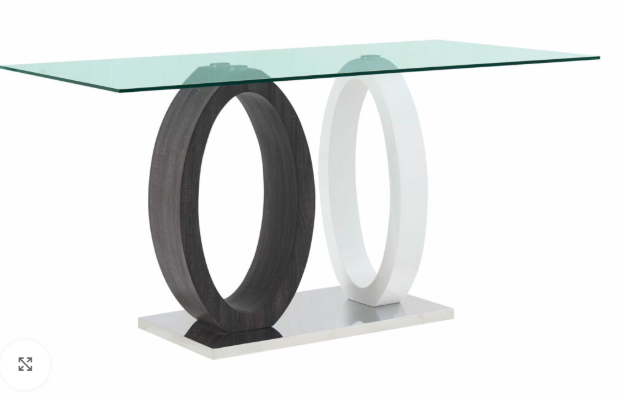 Modern 5-Piece Dining Set – Black Glas Chrome Finish