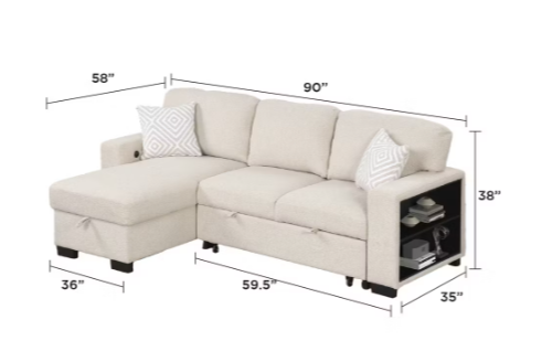 Modern Pinto Reversible Sleeper Sectional with Storage