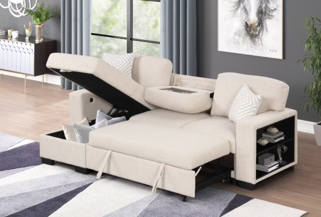 Modern Pinto Reversible Sleeper Sectional with Storage