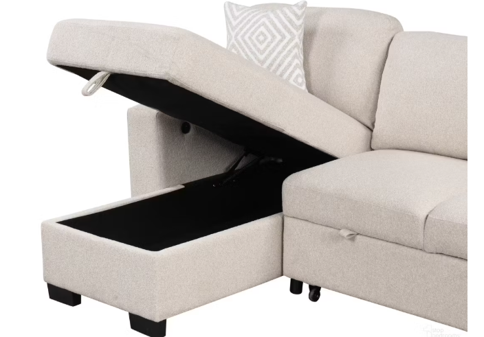 Modern Pinto Reversible Sleeper Sectional with Storage