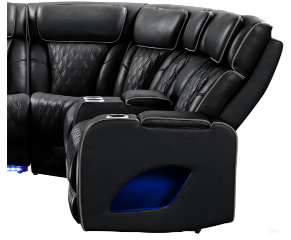 Forturner Black Ultimate Home Theater Power Reclining Sectional Sofa