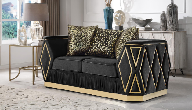 CAVALLI 2 PCS SET SOFA & LOVESEAT BLACK
