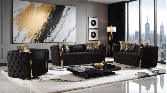 NAOMI SOFA & LOVESEAT BLACK