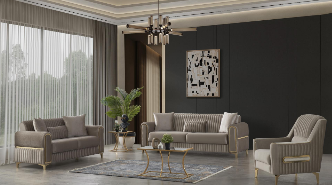 MELODY 2PCS LIVING ROOM SET IN TAUPE