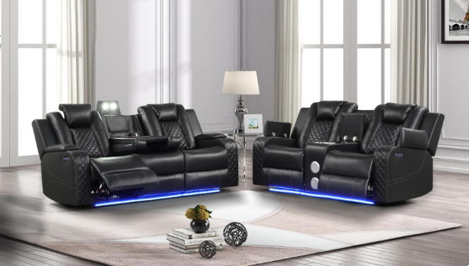 BENZI 2 PCS SET SOFA & LOVESEAT BLACK