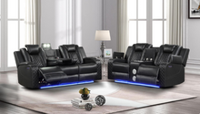 Load image into Gallery viewer, BENZI 2 PCS SET SOFA &amp; LOVESEAT BLACK
