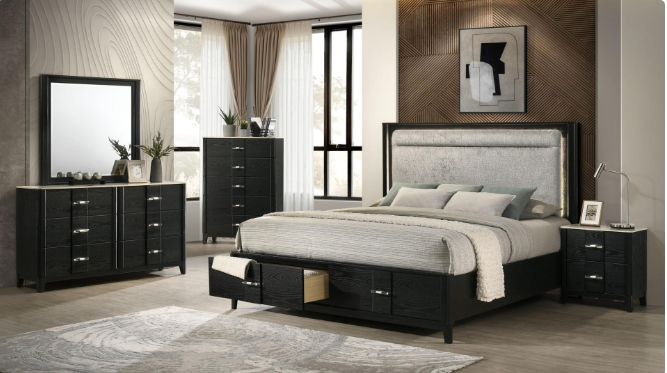 OPEL QUEEN BEDROOM SET BLACK